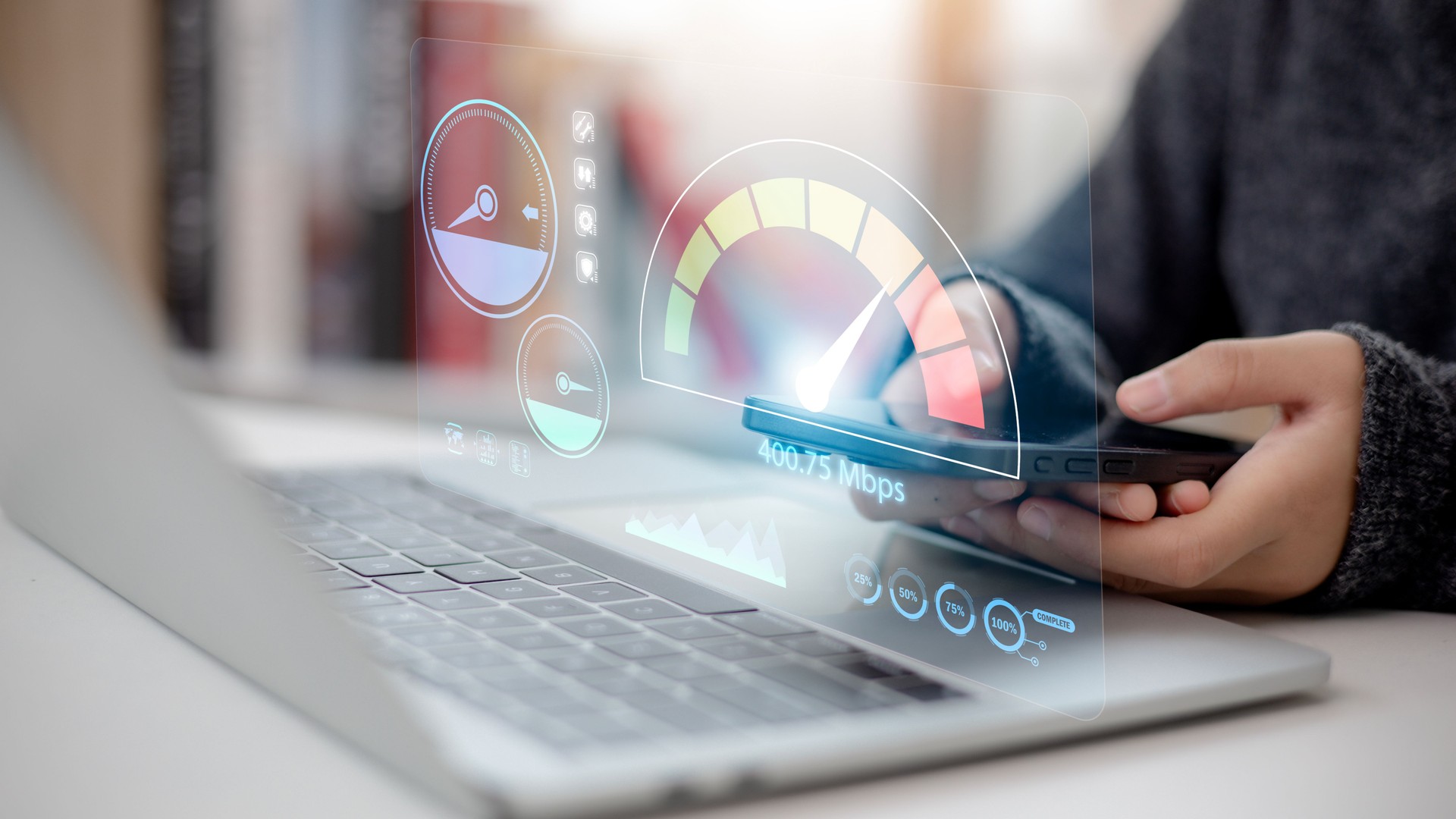 Smartphone in mano mostra schermo virtuale di misurazione velocità Internet con connessione ultra-rapida, simbolo di tecnologia avanzata e performance digitali ottimali. Facilesito.it applica questa stessa filosofia di velocità nella creazione di siti web professionali con tempi di caricamento ottimizzati e realizzazione siti internet ad alte prestazioni. Il nostro sviluppo web rapido garantisce user experience fluida, navigazione veloce su dispositivi mobili e desktop, e tecnologie all'avanguardia per assicurare il successo online della tua azienda con siti web performanti in 72 ore a prezzi competitivi.